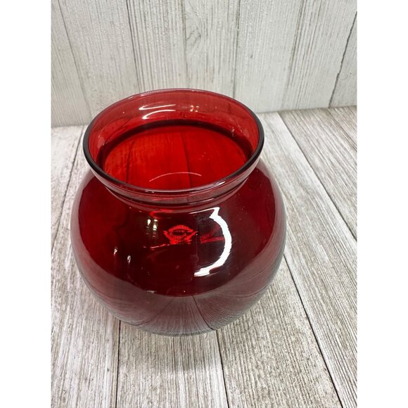 Vintage Ruby Red Glass Vase Bulbous Ball Holiday Home Decor 4" Tall Christmas - Picture 4 of 10